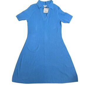Ava & Viv Women's 2XL‎ and 3XL Blue Short sleeve V-Neck Knee Length Dress